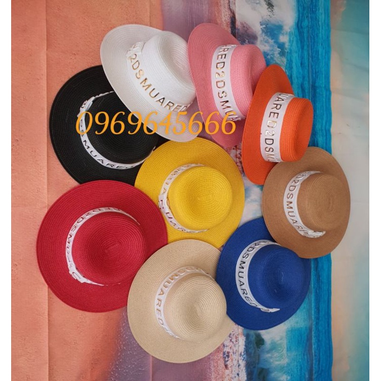 Mũ dạ mũ cói cao cấp vành nhỏ đai chữ vàng nổi sang chảnh