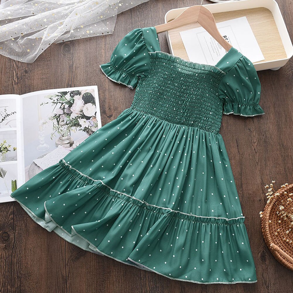 Đầm Bear Leader cổ tròn in họa tiết chấm bi đáng yêu dành cho bé gái 2-6 tuổi