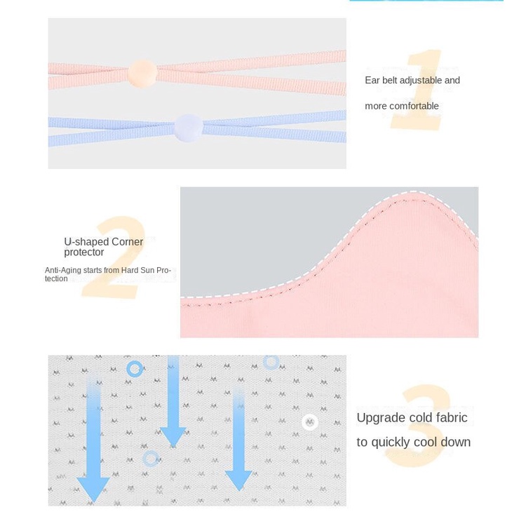 Khẩu Trang Chống Nắng Toàn Diện Bằng Lụa Lạnh Bảo Vệ Mắt Khỏi Tia UV Có Thể Giặt Được