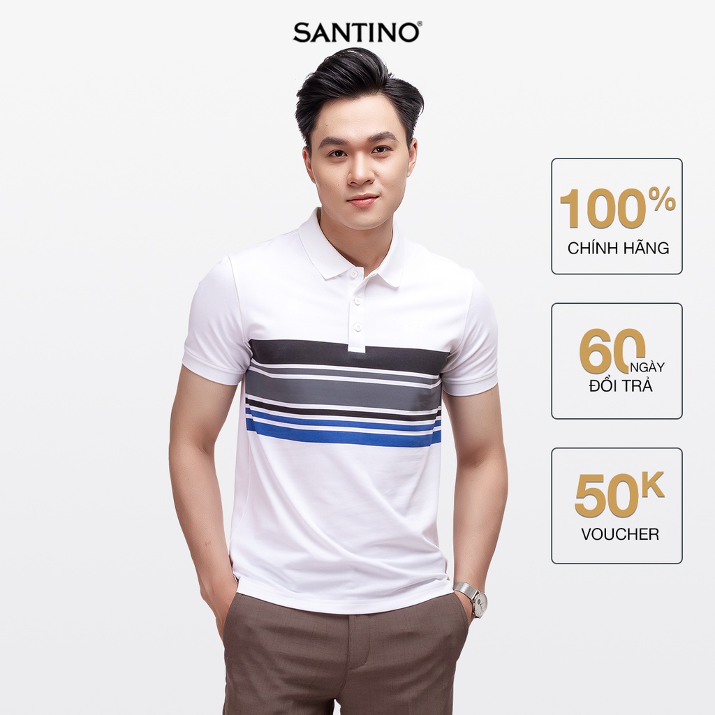Áo Thun Polo Nam Cá Sấu Santino Phối Ngực Lịch Lãm Chuẩn Form Kháng Khuẩn Chống Nhăn Trẻ Trung E013