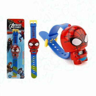 Đồng hồ điện tử cho bé hình nhân vật siêu anh hùng The Avengers Hulk Iron Man Spider Man America Captain 3D