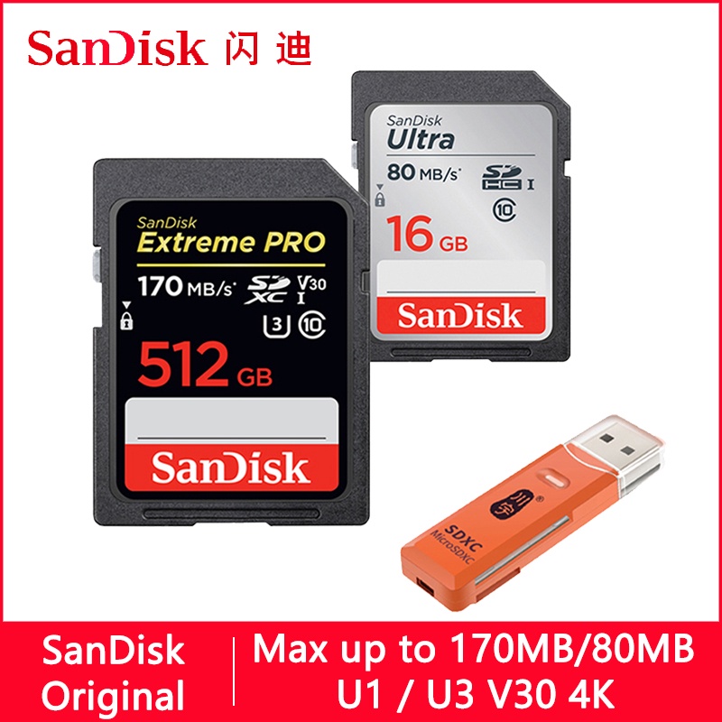 Thẻ Nhớ SanDisk Extreme Pro / Ultra SD 128GB 64GB 32GB 512GB 256G 16GB SD 128GB SD U1 / U3 4K V30 SDXC SDHC