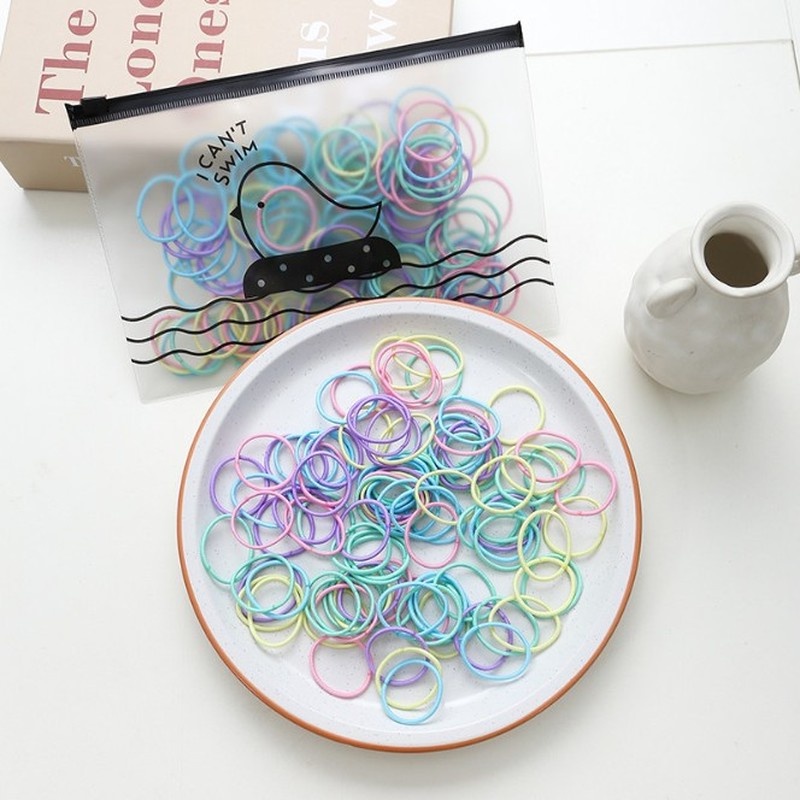 100 Cái Cho Trẻ Em Dây Cao Su đầy Màu Sắc Dễ Thương Độ đàn Hồi Cao Dây Buộc Tóc đơn Giản Bền