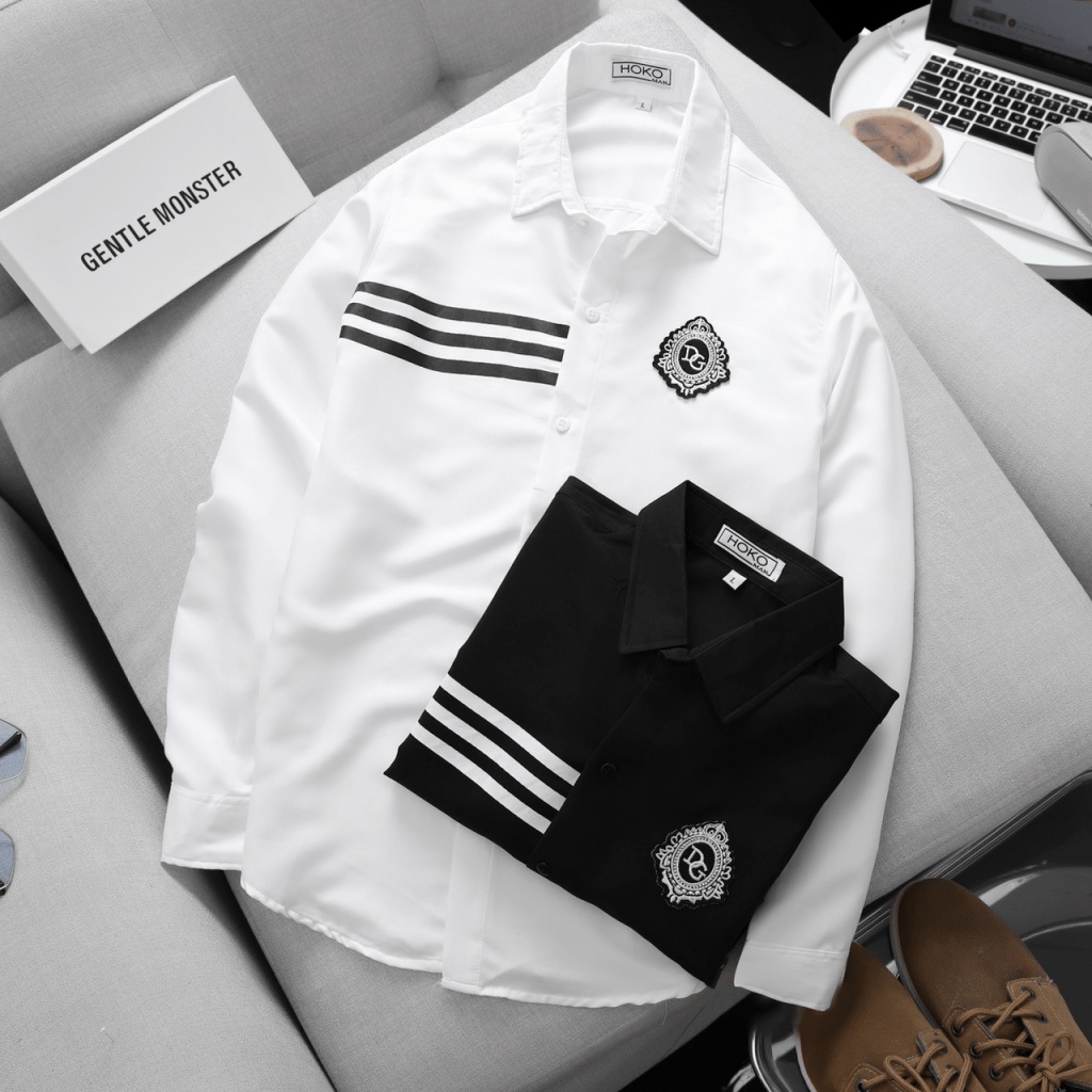 Áo Sơ Mi Nam 3 Sọc Ngực Chất Kate Lụa Mịn Mát Cổ Bẻ Tay Dài Lịch Lãm Đủ Size Mặc Đẹp Nam Tính [NEW UNISEX]