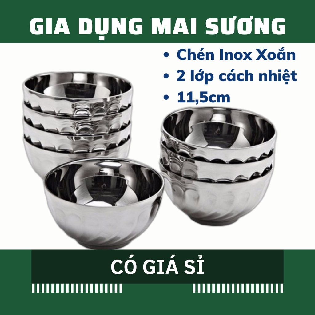 [Giá Sỉ] Chén Inox Xoắn 2 Lớp Cách Nhiệt Loại Xịn