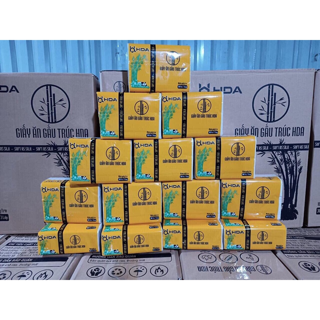 THÙNG 30 GÓI GIẤY ĂN GẤU TRÚC HDA SIÊU DAI KHÔNG CHẤT TẨY TRẮNG
