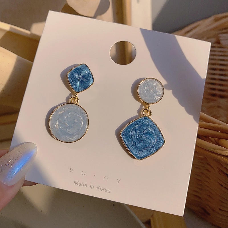 Khuyên tai đính đá nhiều màu sắc phong cách Hàn Quốc cổ điển cá tính dành cho nữ