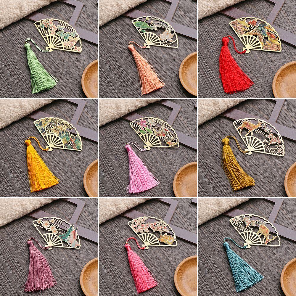 Thẻ Đánh Dấu Trang Sách Bằng Đồng Thau Màu Cầu Vồng Phối Tua Rua Dễ Thương