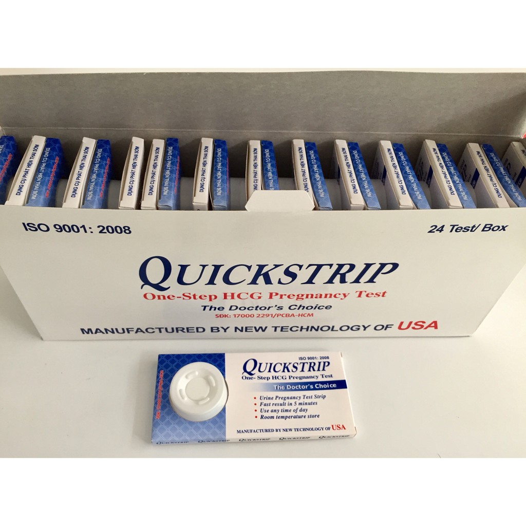 Set 48 que thử Quickstrip phát hiện thai sớm không vỏ hộp gọn tiết kiệm phí ship