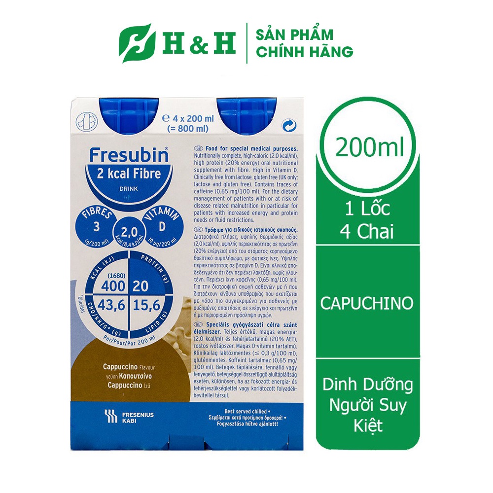 Sữa cho người ung thư, suy dinh dưỡng - Fresubin 2 Kcal Fiber Drink Cappuccino