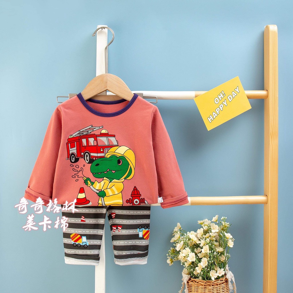 (QIQI 16-25kg)Đồ bộ bé trai quảng châu xuất hàn QIQI Quần áo trẻ em chất thun cotton cho bé trai từ 16-25kg (3-5 tuổi)