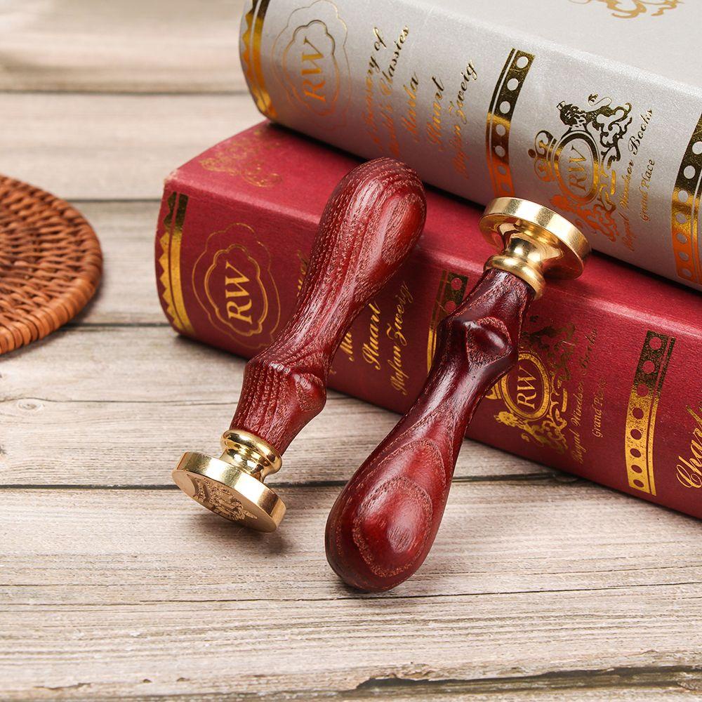 PISTA Con Dấu Bằng Đồng Thau Với Tay Cầm Bằng Gỗ Phong Cách Retro