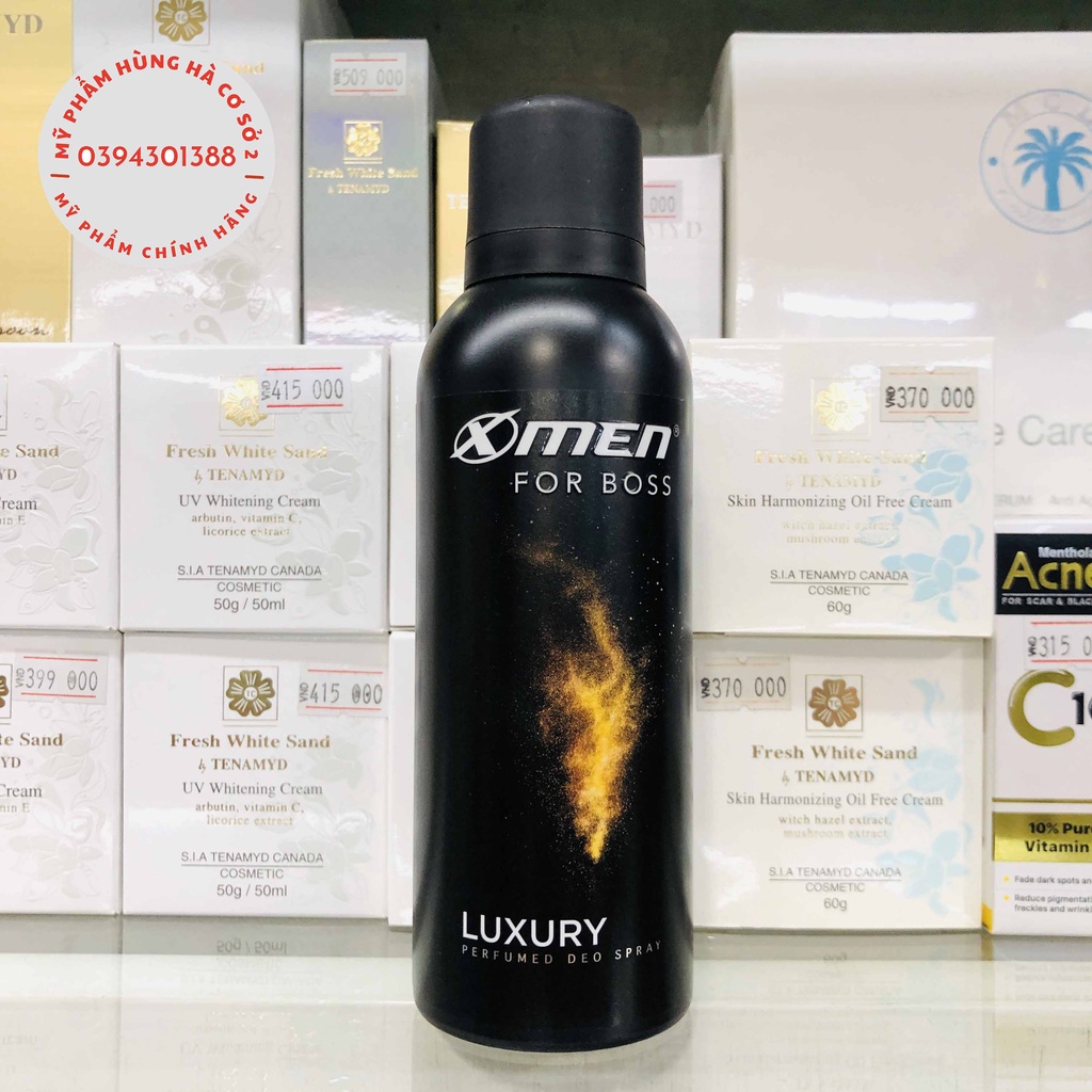 Xịt khử mùi Xmen Boss Luxury, khử mùi toàn thân, hương nước hoa, cam Bergamot và gỗ đàn hương 150ml