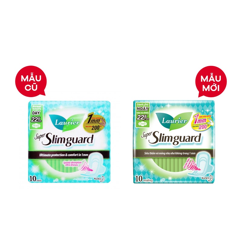 Băng Vệ Sinh Laurier Super Slimguard Siêu Mỏng Bảo Vệ 1mm 22.5cm 10 Miếng