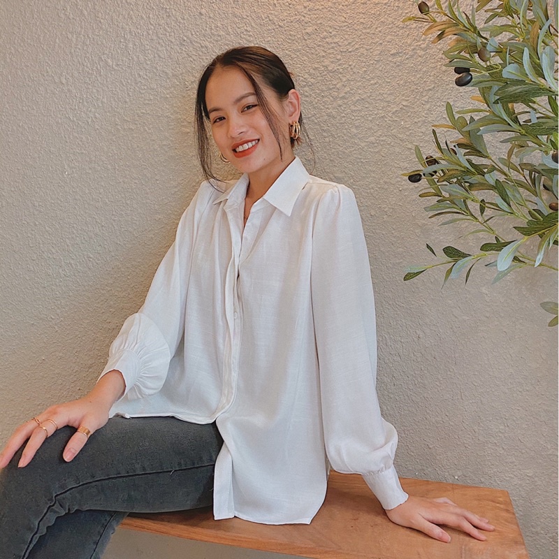 Áo sơ mi nữ kiểu Hàn Quốc tay dài công sở LUCETFASHION cao cấp đen trắng Ariel Shirt