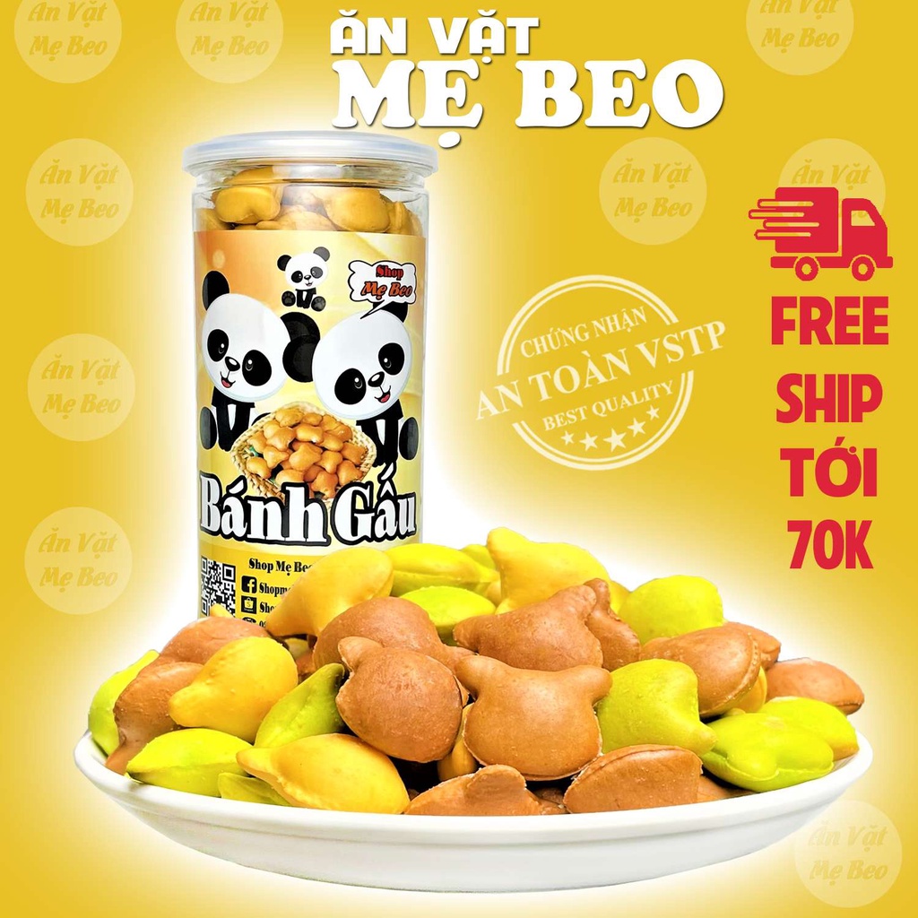 Bánh gâu nhân kem mix 3 vị 450gr Mẹ Beo đồ ăn vặt cực ngon