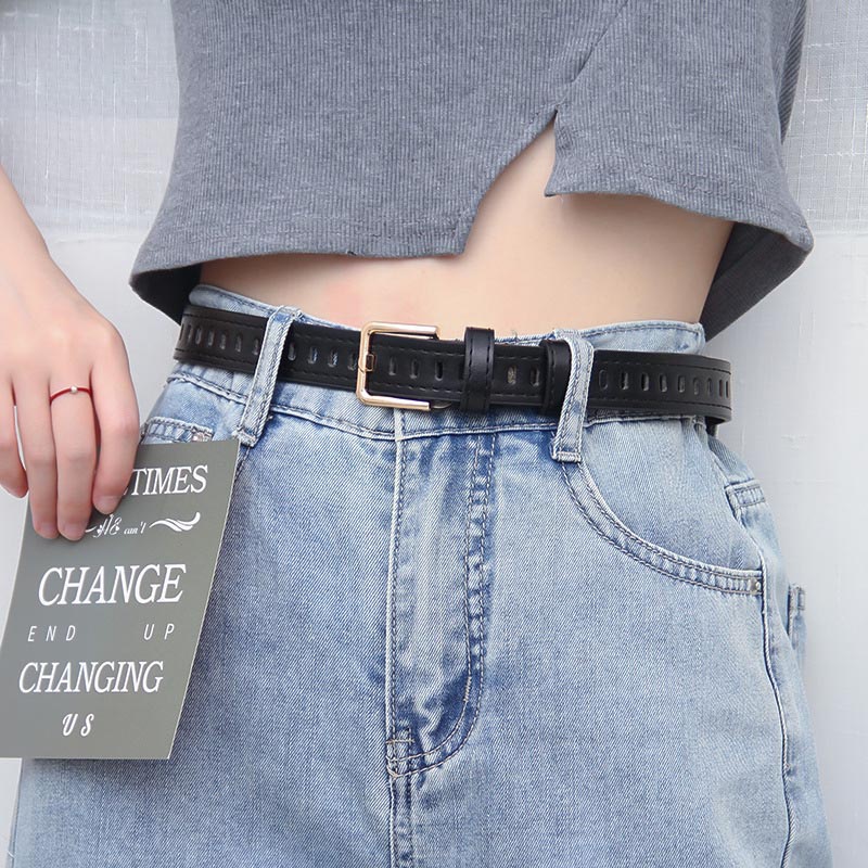 Thắt Lưng Da PU Phối Khoá Kim Loại Kiểu Dáng Cổ Điển Dành Cho Nữ