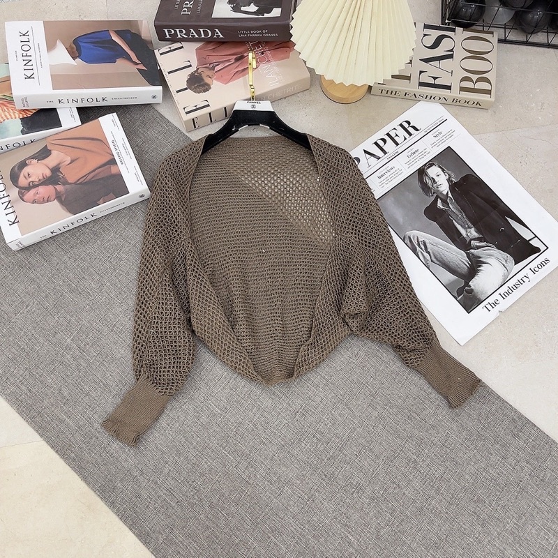Áo khoác len cardigan lưới che khuyết điểm bắp tay to mix đồ dây siêu xinh