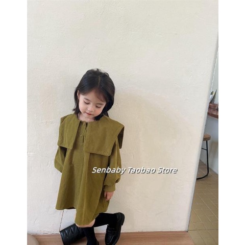 Đầm Cổ Bẻ Phong Cách Nhật Hàn Thời Trang Xuân Thu 2022 Mới Cho Bé Gái