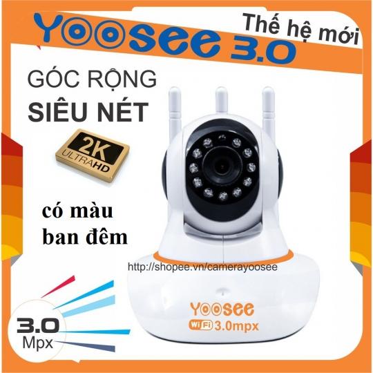 Camera Wifi Yoosee 3 râu 3.0Mpx Full HD Mẫu Mới Nhất Xem Đêm Rõ Nét, Đàm Thoại, Ghi Âm, Cảnh Báo