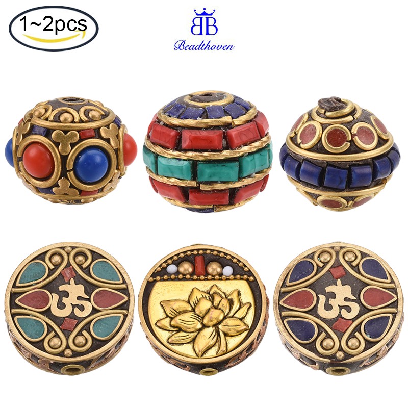 1 Chuỗi Hạt Lưu Niệm Bằng Đồng Thau Nhiều Màu Sắc Kích Thước 16x14mm Lỗ 1.4mm