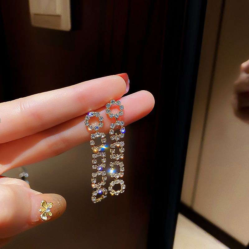 Hoa tai bạc S925 - Khuyên tai bạc S925 dáng dài Bling Bling cao cấp sang trọng ZaZa.accessories KT8075