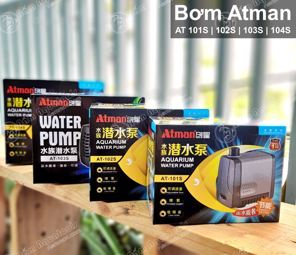 Bơm Atman AT 102S [6W~500L/H] - Máy Bơm Bể Cá Thế Hệ Mới Êm Ái, Tiết Kiệm Điện