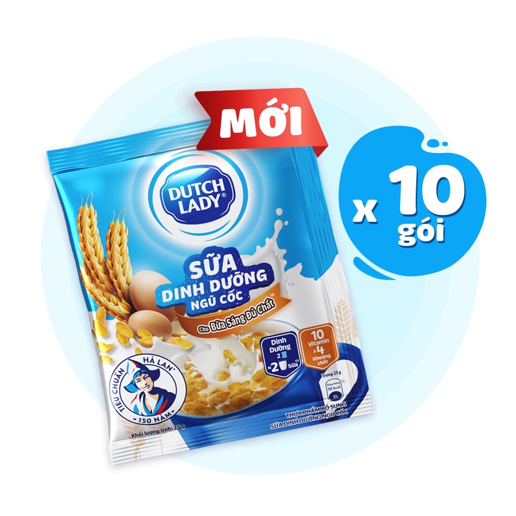 Túi 12 Gói Sữa Dinh Dưỡng Ngũ Cốc Dutch Lady Cô Gái Hà Lan 25g/gói