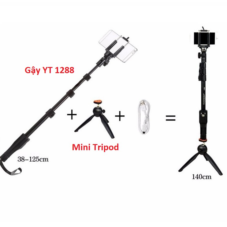 Gậy Selfie, Gậy Chụp Ảnh Đa Năng 2in1 Bluetooth YUNTENG 1288 Chân Mini Tripod Bán Combo Và Bá Lẻ Gậy | WebRaoVat - webraovat.net.vn