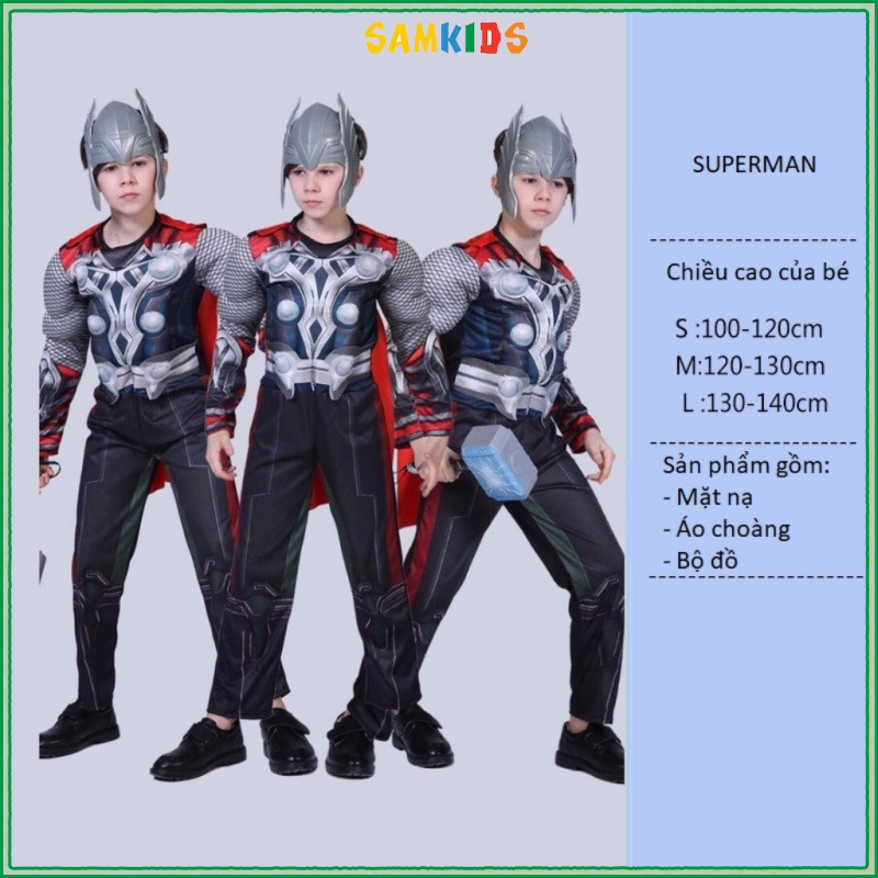 Thần sấm hóa trang cho bé trai bộ quần áo trẻ em Thor đồ chơi hóa trang halloween độn bông COS2120
