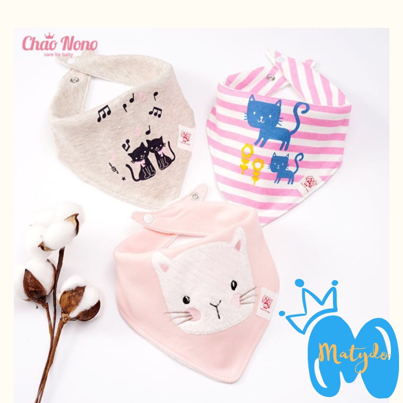 Yếm tam giác cho bé set 3 yếm Momcare 6 lớp vải mềm mại cao cấp có cúc bấm KY07