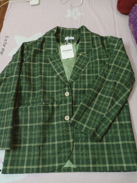 (Hàng Đẹp)Ảnh thật 4 hình cuối-Áo blazer kẻ xanh bơ Ulzzang | BigBuy360 - bigbuy360.vn