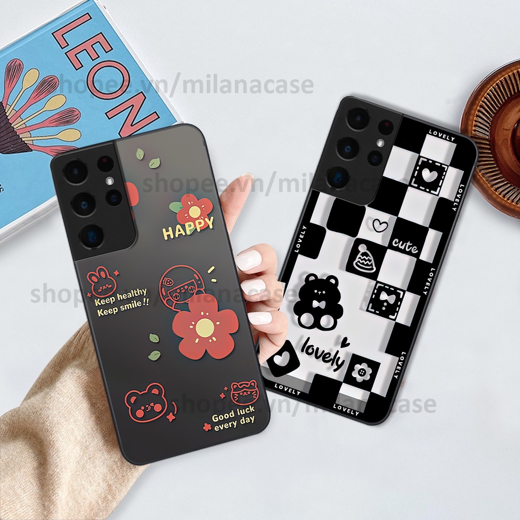 Ốp Samsung S21 Ultra in hình caro trái tim siêu đẹp, siêu nét đầy phong cách cá tính
