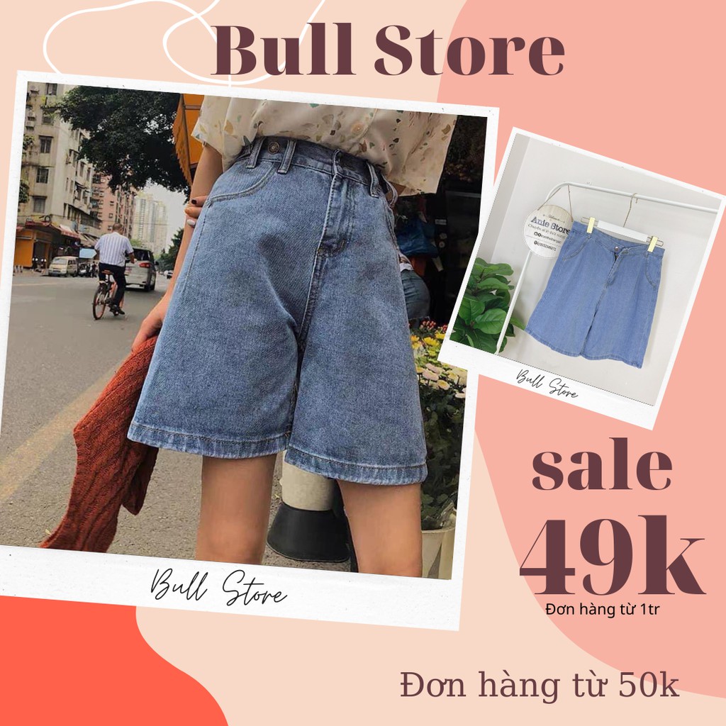 Quần Short Jean Ống Rộng Nữ Quần Đùi Nữ Dáng Ngắn Trơn 89 Trang Phục Đi Biển Phối Áo Phông Unisex