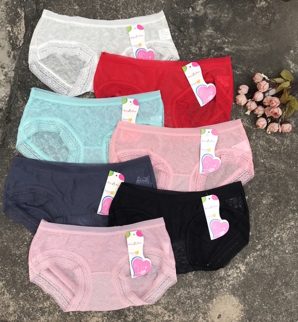 Quần Lót Ren Hoa Hồng Phối Viền