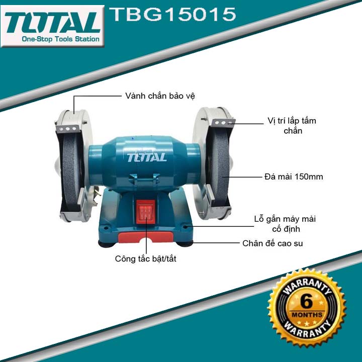 Máy mài 2 đầu Total TBG15015, công suất 150w, đá 125mm - Máy mài 2 đá, máy mài dao kéo bằng điện