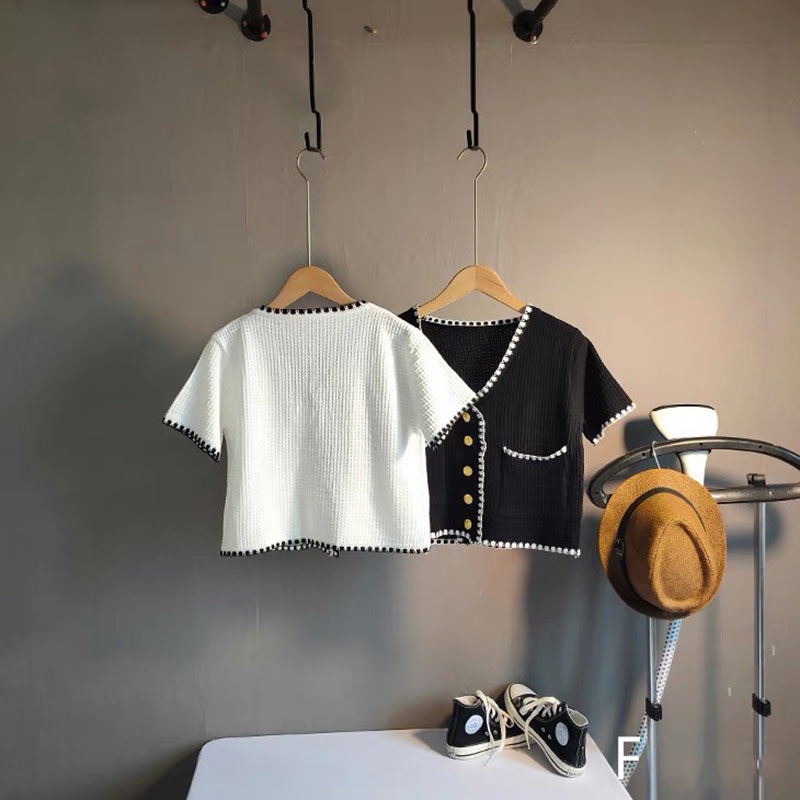 Áo Croptop Len Phối Viền Hàng Quảng Châu M6561