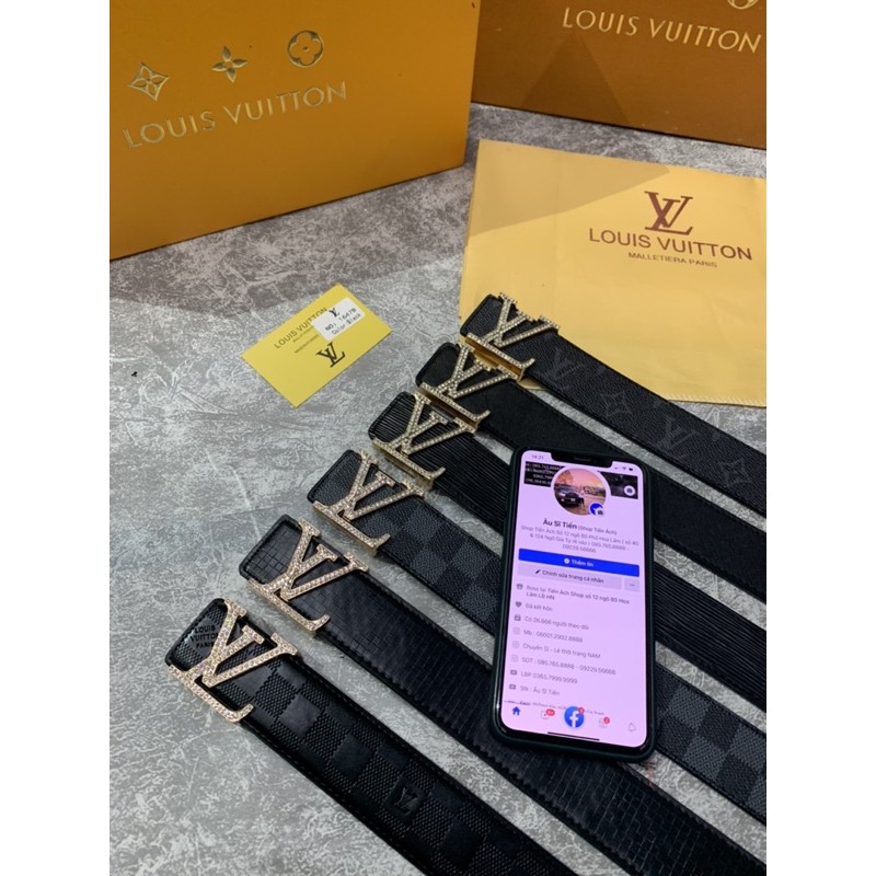 Thắt lưng khoá vàng đính đá, dây lưng thời trang nam đính đá
