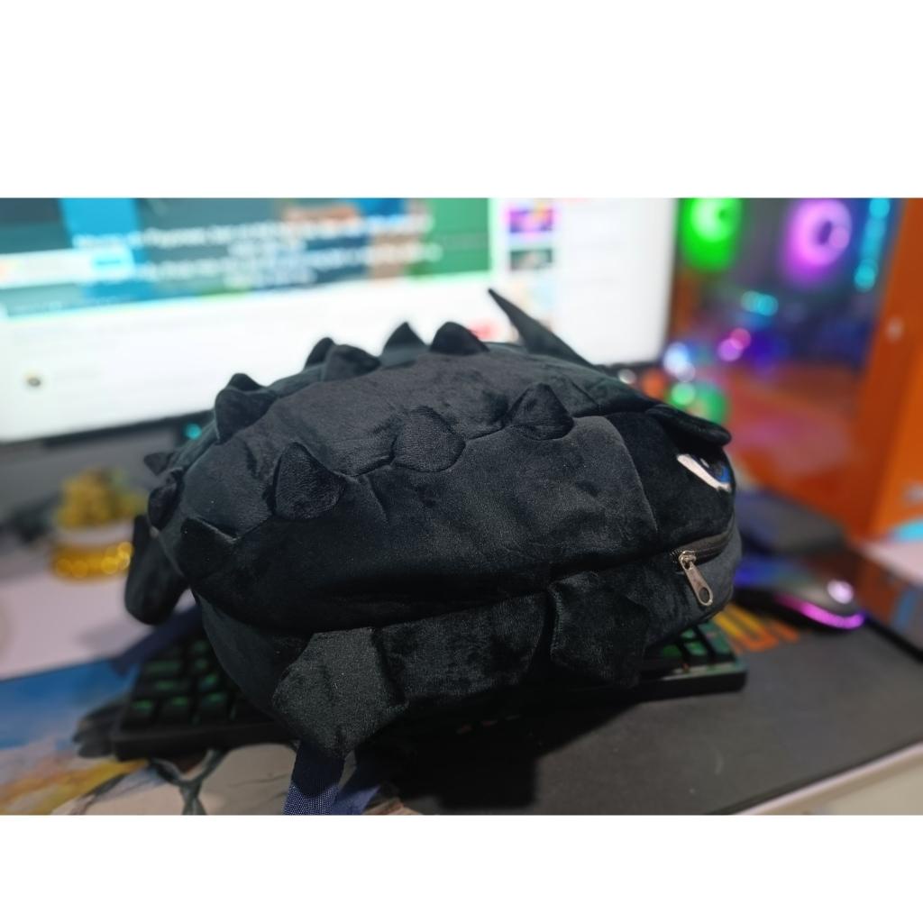 Balo khủng long size lớn,Balo vải nhung mịn Màu Đen,2 ngăn
