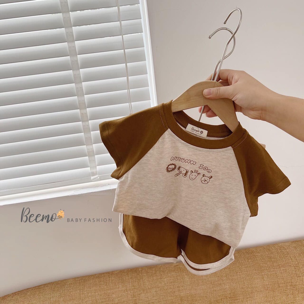 Bộ cotton cộc tay in hình thú dễ thương Beemo