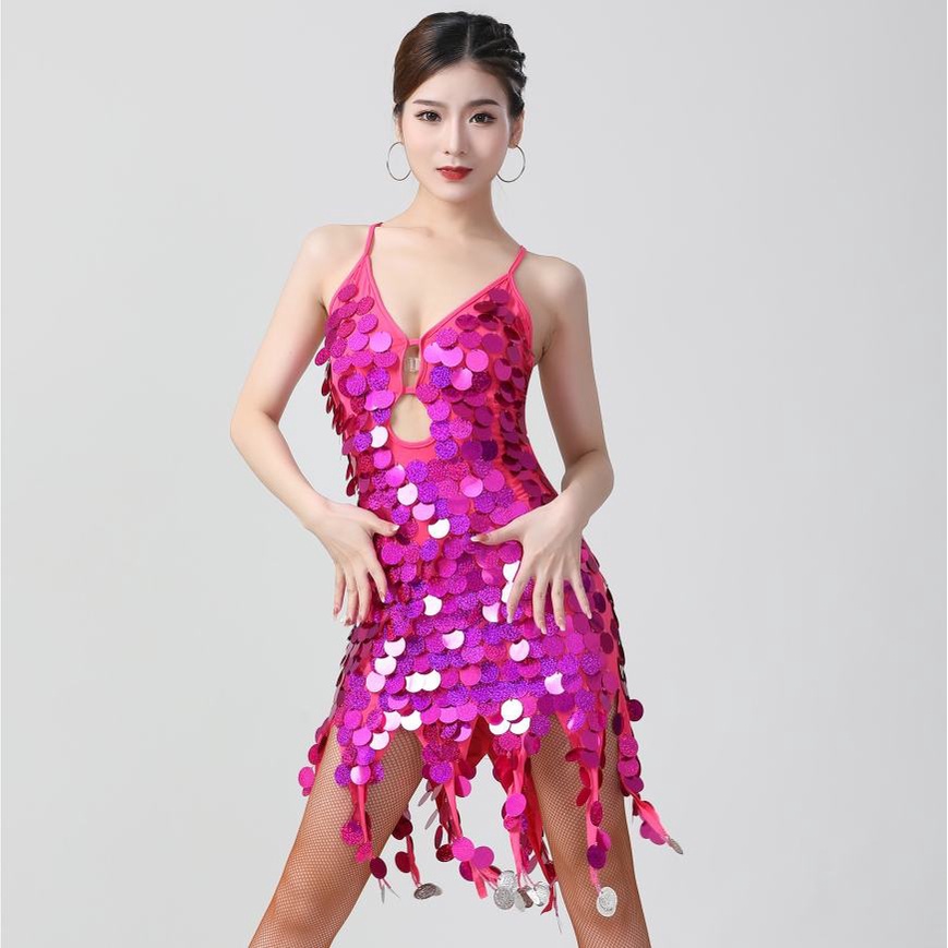 Đầm Hai Dây Cổ Chữ V Đính Kim Sa Lấp Lánh Thời Trang Quyến Rũ Cho Nữ