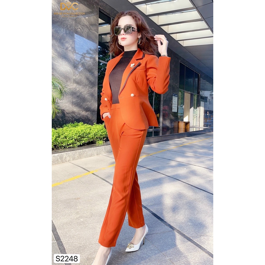 Set vest cam cháy phối viền đen S2248 - DOLCE VIVA COLLECTION