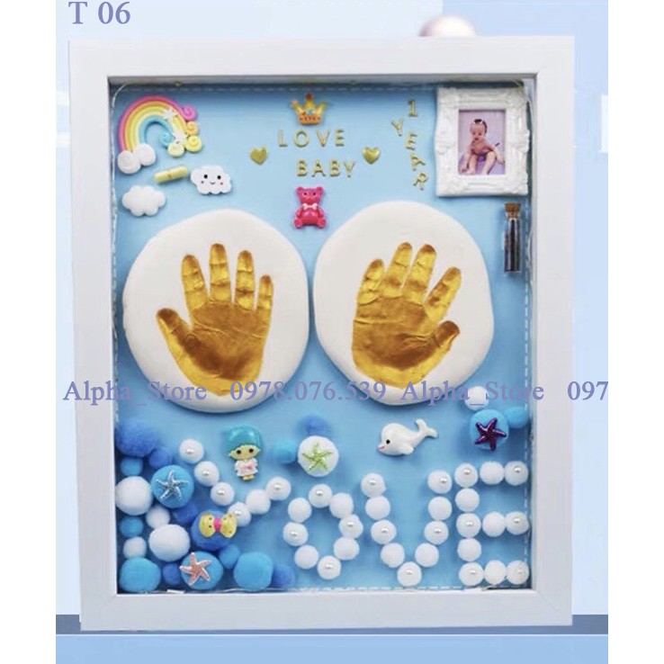 Bộ khung ảnh in dấu tay dấu chân kỉ niệm cho con yêu. Size S (23x28x3cm)