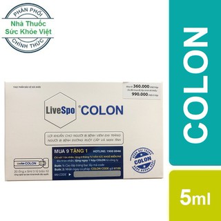 Chính Hãng : Livespo Colon - Bào tử lợi khuẩn giúp cân bằng hệ vi sinh đường ruột (Hộp 20 ống)