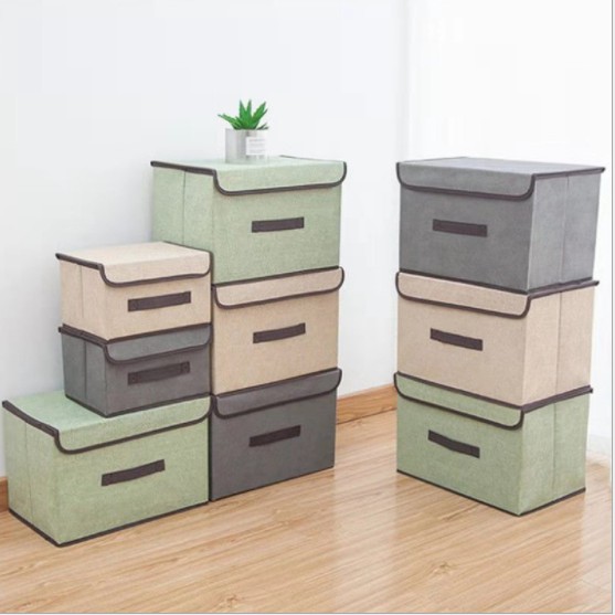 Combo 2 thùng vải cứng có nắp đậy đựng đồ dùng, quấn áo phong cách nhật bản tiện lợi