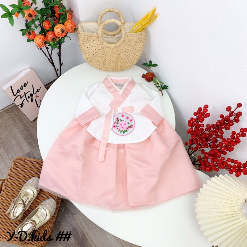 (jean baby kho sỉ) áo dài hanbok,váy hanbok cách tân cho bé gái hàng qc cho bé gái(10-16kg)