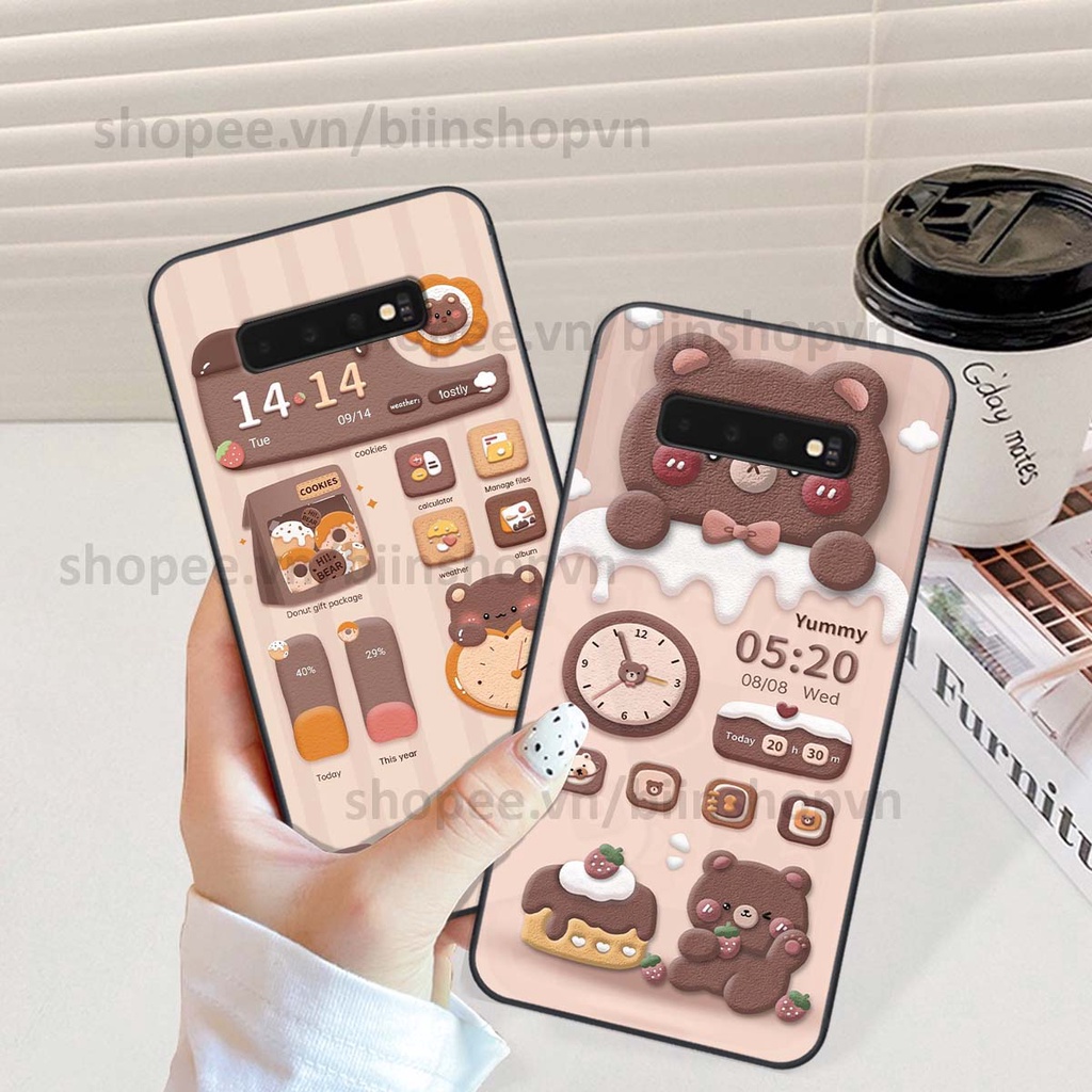 Ốp Samsung S10 / S10 5G / S10 Plus / S10+ in 3D icon gấu nổi siêu xinh, siêu đáng yêu, cá tính phong cách