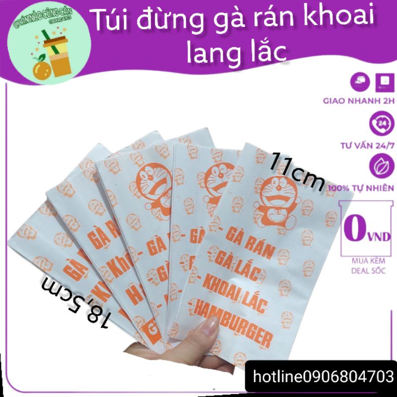 100 túi đựng bánh mì, gà rán, khoai tây, hambuger nhiều họa tiết giấy Kraft Nhật 100gsm tiện lợi- quannaocungcan