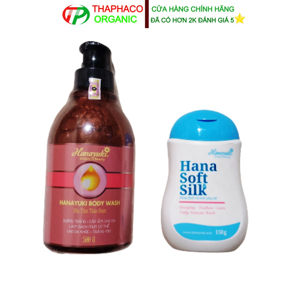 Combo Sữa Tắm Hanayuki Body Wash Loại 500gr - Hana Soft Silk Chính Hãng Loại 150gr - Dung Dịch Vệ Sinh Hanayuki