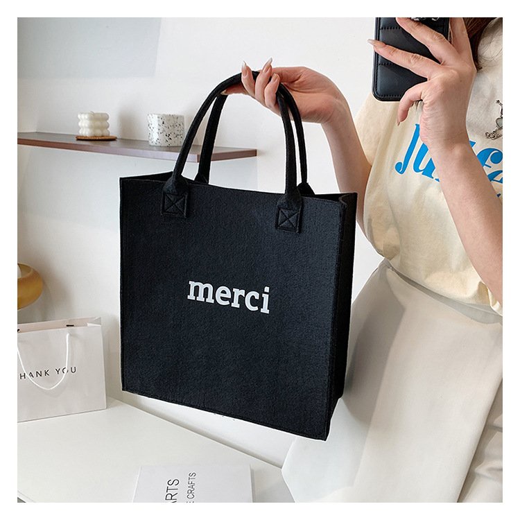 Túi Tote Nữ Quai xách Hàn Quốc In chữ MERCI trẻ trung thời trang